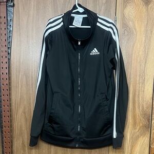 Adidas Kids Black Bomber Jacket with White Stripes